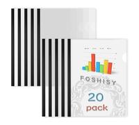 FOSHISY A4 20 Pack Clear Report Covers with Sliding Bars, 9mm Sliding Bar Report Covers, 40 Sheet Capacity, Black