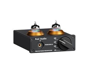 Fosi Audio Box X2 Phono Preamp for Turntable MM Record Player Preamplifier with Gain Gear Stereo Tube Pre Amp Hi-Fi Mini Vacuum Pre-amplifier for Record Player with DC 12V Power Supply