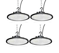 Fosingut 100W UFO LED High Bay Light,10000lm Super Bright Industrial Lamp Floodlight,IP65 Waterproof 6500K Daylight White LED Work Lights for Warehouse Lighting,Garage,Workshop,Factory,Shed,Loft-4Pack