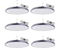 Fosingut 100W UFO LED High Bay Light,110lm/w 6500K Daylight White Industrial Lamp Floodlight,Ultra Thin IP65 Waterproof LED Work Lights for Warehouse Lighting,Garage,Workshop,Factory,Shed,Loft-6 Pack