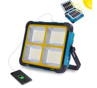 Fosingut 150W Rechargeable Work Light,Portable Solar LED Floodlight with Foldbale Solar Panel Rechargeable Battery/5 Modes/11000mAh Power Bank/Waterproof Camping Light for Fishing,Repairing,Emergency