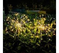 Fosingut 2 Pack Solar Lights Outdoor Garden,120 LED Solar Powered Firework Lights,IP65 Waterproof Starburst Firefly Light for Yard,Landscape,Lawn,Patio,Party,Wedding,Xmas Garden Decoration Warm White