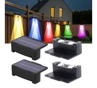 Fosingut 4 Pcs RGB Solar Fence Lights Outdoor Garden,IP65 Waterproof Solar Powered Wall Lights with 12 Light Modes,RGB Fence Lighting for Garden,Stair,Pathway,Yard,Garden Decoration
