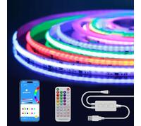 Fosingut 5V USB RGB IC COB LED Strip Light 2M Pixel Addressable,Dimmable LED Strip Lights with Remote and APP Control,Music Sync Color Chasing RGB LED Tape Light for TV Backlights,PC,Bedroom,Billboard