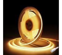 Fosingut COB LED Strip 5m/16.4ft,12V 4mm Warm White LED Tape Light for Bedroom,480LED/m CRI90+ Flexible Under Cabinet Kitchen Light for TV,Game Room,Wardrobe,Home DIY Lighting(Only COB Strip Light)