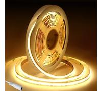 Fosingut COB LED Strip 5m/16.4ft,12V 8mm Warm White LED Tape Light for Bedroom,320LED/m CRI90+ Flexible Under Cabinet Kitchen Light for TV,Game Room,Wardrobe,Home DIY Lighting(Only COB Strip Light)