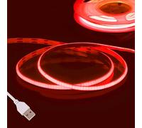 Fosingut Red COB LED Strip Light 3m,5V USB LED Lights TV Backlight, 480LED/m CRI90 Flexible Under Cabinet Kitchen Lights,2.7mm COB LED Tape Lights for PC,Mirror,Wardrobe,Car,Bedroom,Home DIY Lighting