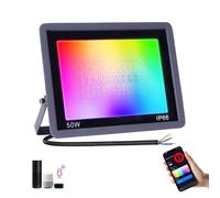 Fosingut RGBCW LED Floodlight Outdoor 50W,Smart Colour Changing Wall Washer with APP Control/Music Sync/Timer/Dimmable/500W Equivalent/IP66 Waterproof Disco Light for Party,Garden,Halloween,Christmas