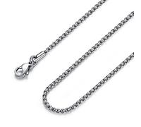 FOSIR Mens Round Box Chain, Stainless Steel Rolo Chain Necklace for Women Men, 2/3/4/5mm Wide, 18/20/22/24/26/30 Inch long