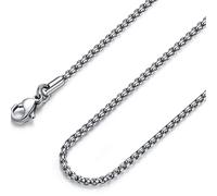 FOSIR Mens Round Box Chain, Stainless Steel Rolo Chain Necklace for Women Men, 2/3/4mm Wide, 18/20/22/24/26/30 Inch