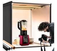 FOSITAN Photo Studio Box, 80 x 80 x 80 cm, Dimmable, 252x Bi-Colour LED Lighting, 3200-5500 K with 4 Backgrounds (Black, White, Orange, Grey) for Professional Photography