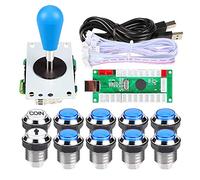 Fosiya 1 Player led Arcade DIY Kit Ellipse & Oval Style Bat Arcade Joystick + Chrome Plating LED Arcade Buttons for MAME, PC, Windows, Raspberry Pi, Arcade1Up (Blue)