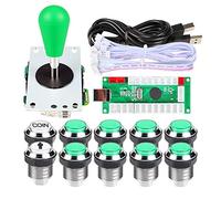 Fosiya 1 Player led Arcade DIY Kit Ellipse & Oval Style Bat Arcade Joystick + Chrome Plating LED Arcade Buttons for MAME, PC, Windows, Raspberry Pi, Arcade1Up (Green)