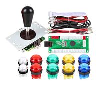 Fosiya 1 Player LED Arcade DIY Kit Parts USB Encoder to PC Ellipse & Oval Style Bat Joystick + 5v LED Arcade Buttons for Arcade Video Games Consoles Raspberry Pi (Mix Color)