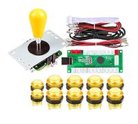 Fosiya 1 Player LED Arcade DIY Kit Parts USB Encoder to PC Ellipse & Oval Style Bat Joystick + 5v LED Arcade Buttons for Arcade Video Games Consoles Raspberry Pi (Yellow)