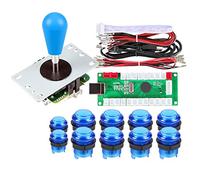 Fosiya 1 Player LED Arcade DIY Kit Parts USB Encoder to PC Ellipse & Oval Style Bat Joystick + 5v LED Arcade Buttons for Arcade Video Games Consoles Raspberry Pi (Blue)