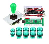 Fosiya 1 Player LED Arcade DIY Kit Parts USB Encoder to PC Ellipse & Oval Style Bat Joystick + 5v LED Arcade Buttons for Arcade Video Games Consoles Raspberry Pi (Green)