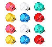 Fosiya 12 Piece Clear Transparent Arcade Push Buttons 30mm Replace for Sanwa Buttons Arcade Joystick Games Console Parts