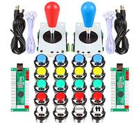 Fosiya 2 Player Arcade Games Ellipse Oval Style 8 Ways Joystick + 20 x LED Chrome Arcade Buttons for Video Games Standard Controllers All Windows PC MAME Raspberry Pi (Mixed Colors Chrome Buttons)