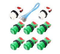 Fosiya 8X Arcade Buttons 30mm Happ Type Standard Push Buttons Switch with 20cm Buttons Cable for Arcade Joystick Arcade1up Games Console (Green)