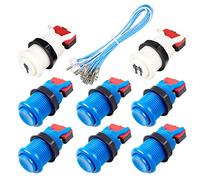 Fosiya 8X Arcade Buttons 30mm Happ Type Standard Push Buttons Switch with 20cm Buttons Cable for Arcade Joystick Arcade1up Games Console (Blue)