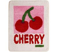 Fosiyaa Cherry Bath Mat, Cute Funny Fruit Pink Bathroom Rugs Non Slip Absorbent Bath Rug for Girls Women Shower, Bedroom Decor, Machine Washable, 20.47IN x 26IN