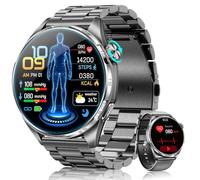 FOSMET New Men's Smart Watch with ECG/HRV/BMI, 1.45" AMOLED Smartwatch Man with Met/Blood Pressure/SpO2/Sleep/120+ Sports Modes, 5 ATM Waterproof Bracelet Activity Android iOS, Black