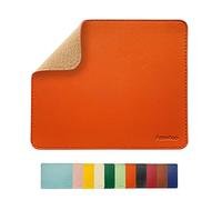 Fosmihao Leather Double Side Mouse Pad With Stitched Edge - Waterproof Ultra Thin for Computers, Laptop, Office & Home, 10.2 x 8.3 Inch, 1 Pack (Orange)