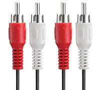 Fosmon 2RCA Male to 2RCA Male Cable (4.6M/15FT), RCA Composite Stereo Audio Cable Cord [Right/Left] 2 RCA Plug M/M Connector Red & White for A/V Reciever, Amplifier, Projector, Home Theater