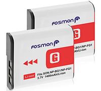 Fosmon 3.7V 1400mAh (Fully Decoded) for NP-FG1 / NP-BG1 Replacement Li-ion Battery (2 Pack), Design for Sony Cyber-Shot Cameras W Series and more