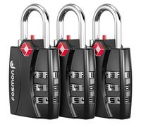 Fosmon Code Lock for Bicycle, Suitcase, Travel Bag, Locker or Backpack - Useful for Securing All Luggage - TSA Approve - 3 Digit Combination Padlock - Pack of 3 Black
