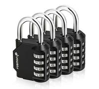 Fosmon Combination Lock (4 Pack) 4 Digit Combination Padlock with Alloy Body for School, Gym Locker, Gate, Bike Lock, Hasp and Storage - Black