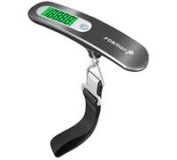 Fosmon Digital Luggage Scale (Stainless Steel, Backlight, LCD Display) Ergonomic and Lightweight Suitcase Weighing Scales, 110 lb / 50 kg with Tare Function - Silver