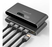Fosmon HDMI Splitter 1 in 4 Out (4K@60Hz) 4 Port HDMI Splitter with EDID Down-scaler for Dual Identical Display Support Compatible with PS5/4/3, Xbox, Roku TV, Fire Stick