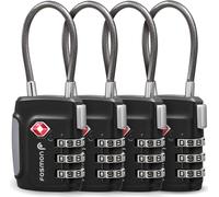 Fosmon TSA Accepted Cable Luggage Locks, (4 Pack) Re-settable Easy to Read 3 Di