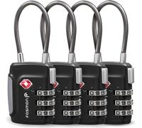 Fosmon TSA Accepted Cable Luggage Locks, (4 Pack) Re-settable Easy to Read 3 Di