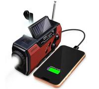 FosPower NOAA Emergency Weather Radio A1 7400mWh Portable Power Bank, AM/FM, USB/Solar/Hand Crank Charging, Battery Operated, SOS Alarm & Flashlight for Indoor/Outdoor Emergency - Red