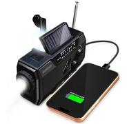 FosPower NOAA Emergency Weather Radio A1 7400mWh Portable Power Bank, AM/FM, USB/Solar/Hand Crank Charging, Battery Operated, SOS Alarm & Flashlight for Indoor/Outdoor Emergency - Black