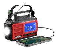 FosPower NOAA Emergency Weather Radio D8 37000mWh Portable Power Bank, AM/FM, USB/Solar/Hand Crank Charging, SOS Alarm & Flashlight for Indoor/Outdoor Emergency - Red