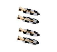 Fosrisix No Crease Hair Clips Set Checkered Curl Clips for Hair Bang Acrylic Flat Clips No Bend Checkerboard Side Clips for Women and girls’ Hairstyling Makeup Applications Black and White 4PCS