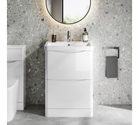 Foss & Wells Smile White Freestanding Bathroom Vanity Unit with Basin - 600mm