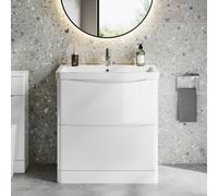 Foss & Wells Smile White Freestanding Bathroom Vanity Unit with Basin - 800mm