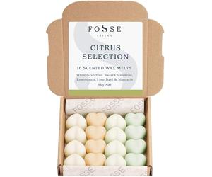 Fosse Living Citrus Selection Soy Wax Melts 16 Pack | White Grapefruit, Sweet Clementine, Lemongrass & Lime Basil Mandarin | Natural, Vegan & Plastic Free | Up to 96 Hrs Scent | Handmade in UK