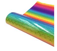 Fossean Holographic Adhesive Vinyl - 12"x9.8" ft Rainbow Holographic Vinyl Permanent Roll for Cricut and Silhouette Cameo, Stickers Applied in Crafts and Home Decoration
