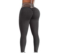 Fossean Leggings High Waist Women TIK_Tok UK Tummy Control Bubble Textured Butt Lifting Yoga Pants Scrunch/Ruched Anti Cellulite Honeycomb Women Sports Running Tights Athletic Pants Black