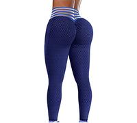 Fossean Leggings High Waist Women TIK_Tok UK Tummy Control Bubble Textured Butt Lifting Yoga Pants Scrunch/Ruched Anti Cellulite Honeycomb Women Sports Running Tights Athletic Pants Navy