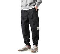 Fossean Mens Cargo Trousers Mens Cargo Trousers Cuffed Ankle Safety Work Cargo Trousers Pants Black Cargo Shorts School Workwear Mens Multi Pocket Mens Jogging Bottoms Leather Look Trousers