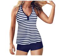 Fossean Tankini Swimsuit for Women,Classic Womens Bikini Sets Tummy Control Plus Size Top with Shorts Two Piece Bathing Suit Swimwear Navy