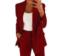 Fossean Women's Trouser Suits - 2 Piece Elegant Suits for Work, Office, Wedding Guests & Business - Long Sleeve Jackets & Blazers - Formal & Casual Solid Outfits Set