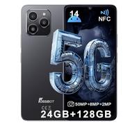 FOSSiBOT 5G Smartphone, Android 14 NFC Cell Phone, 24GB+128GB/1TB, 6.745" HD+ Display, 50MP+8MP+2MP Camera, 4900mAh, SIM-Free & Unlocked Mobile Phones, 5G Dual SIM/Face ID/Fingerprint/GPS/OTG (Black)